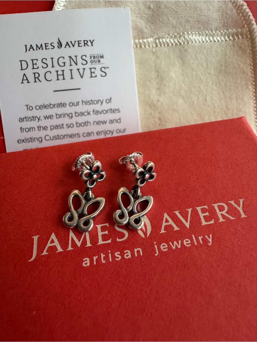 James Avery Silver Butterfly Flower Drop Earrings 2026 Limited Archives Design